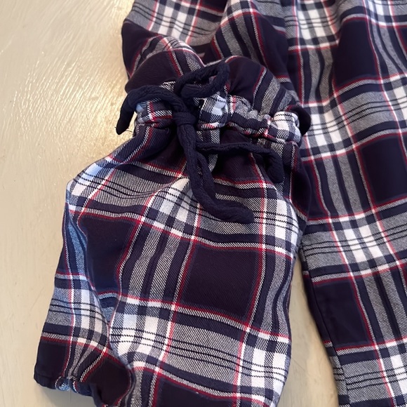 ROW.A, Off the Shoulder, Blue with red stripes Plaid Top - Picture 3 of 4